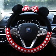 Minnie Car Steering Wheel Cover Plush Bowknot 38cm Cover Car Interior Accessorie