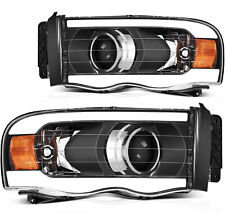 Headlights For 2002-2005 Dodge Ram Front Black Headlamps Projecter Pair