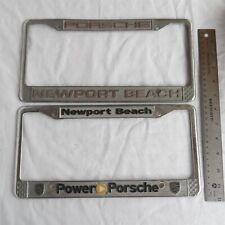 2 Vtg Porsche Newport Beach Metal License Plate Frames