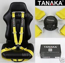 Tanaka Universal Yellow 4 Point Camlock Quick Release Racing Seat Belt Harness