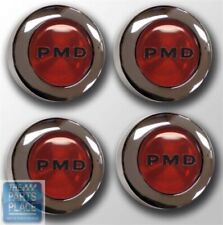1967-79 Pontiac Pmd Rally Ii Center Caps Red Bolt On Set Of 4