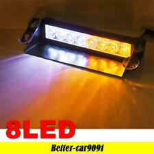 8led Car Dash Emergency Strobe Flash Light Bar Warning Lamp Amber White
