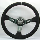 350mm Suede Leather Deep Dish Racing Steering Wheel Fit Momo Omp Hub Perforated