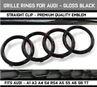 Audi Front Grille Hood Emblem Gloss Black Rings Badge A1 A3 A4 S4 A5 S5 A6 S6 Tt