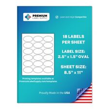 1800 Premium 2.5 X 1.5 Oval Stickers Self Adhesive Labels 18 Per Sheet