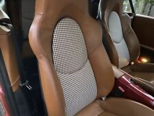 Sitting Embossed Fabric Upholstery Pepita Houndstood For Porsche Brown-white