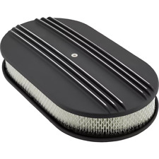 15 Oval Black Air Cleaner Lid Kit - Finned- Aluminum - Closeout