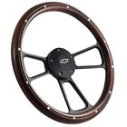 14 Real Mahogany Wood Grain Steering Wheel W Black Chevy Horn 3 Spoke Slotted