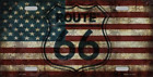 Route 66 American Flag Vintage Metal Tin License Plate Frame Tag Sign For Car