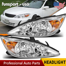 Headlights Assembly For 2002-2004 Toyota Camry Chrome Amber Corner Headlamp Pair