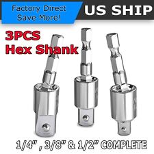 12 14 38 Hex Shank Drill Bit Wrench Socket Adapter Drive Ratchet Extension