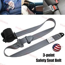 2x Retractable 3 Point Safety Seat Belt Straps Car Vehicle Adjustable Belt Beige
