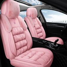 Aoog Fuzzy Car Seat Covers Full Set - Pink Universal Fit Most Cars Suvs 