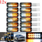 12x 12led Flash Strobe Lights Bar Emergency Hazard Warning Amberwhite For Truck