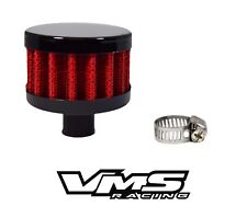 Vms Racing 9mm Mini Universal Valve Cover Air Filter Breather W Clamp - Red