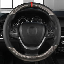 15 Car Anti Slip Steering Wheel Cover Carbon Black Fiber Leather Accessories