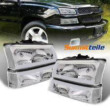 Pair Chrome Headlights Bumper Lamps Led Drl For 03-07 Chevy Silverado Avalanche