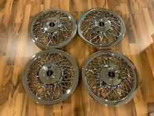 New Set Of 1970-1996 Fits Lincoln Town Car Wire Spoke 15 Hubcaps Wheelcovers