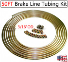 Zinc Steel Brake Line Tubing Kit 316 Od 50 Foot Coil Roll With 16pcs Fittings