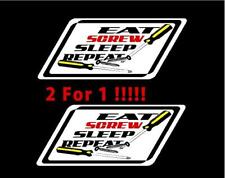 2 - Eat Screw Sleep Repeat Decals 2x4.9 Inches For Matco Tool Box Cart