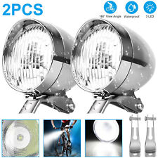 2pack Classical Vintage 3-led Bike Headlight Bicycle Retro Light Front Head Lamp