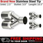 2x Dual Exhaust Tip 2.5inlet 3.5outlet 10.5 Length Stainless Steel Tail Pipe