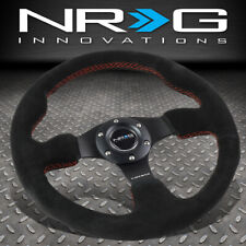 Nrg Reinforced 320mm Type-r Black Suede Red Stitch Steering Wheel Whorn Button