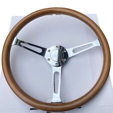 15 Wooden Silver Chromed Spoke 1.5 Deep Steering Wheel Classic Wood 6 Bolts