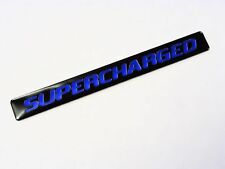 2 Supercharged Super Charged Engine Fender Hood Emblems Badge Black Blue Pair