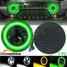 7 Inch Round Led Headlight Green Halo Drl Beam For Jeep Wrangler Jk Lj Tj Cj