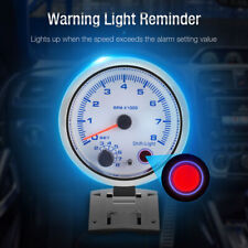 Universal Car Tachometer Gauge Tacho Meter 0-8000 Rpm Blue Led Shift Light New