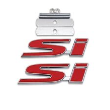 Chrome Red Si Logo Front Grille Emblem Car Lid Bagde Metal Sticker Sport Decal