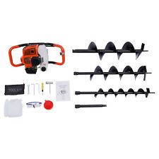 52cc Gas Powered Earth Auger Post Hole Digger Borer Ground Fence Drill W3 Bits