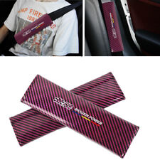 2pcs Universal Mugen Pink Carbon Fiber Look Car Seat Belt Cover Shoulder Pad