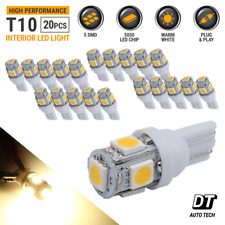 20x Warm White T10 921 Interiorlicense Plate Smd Light Bulbs 5-led