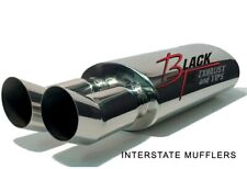 New - Muffler - Black Tie - 3 Dual Tips Turned Up- 2.25id Center Inlet 25oval