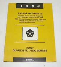 1994 Dodge Shadow Jeep Grand Cherokee Passive Restraint System Service Manual