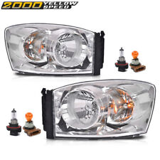 Fit For Dodge Ram 1500 2500 3500 2006-2009 Clear Headlights Headlamps Pair