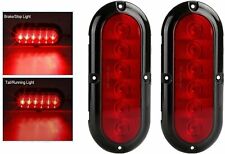 2x Red 6 Oval Trailer Truck 6 Led Stopturntail Brake Lights Sealed Waterproof