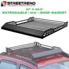 Extendable Steel Roof Rack Basket Cargo Luggage Carrier Wwind Fairing - Blk S33