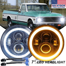 For 1967-1972 Chevy C10 Pair 7 Inch Led Headlights Round Dot Approved Hilo Lamp