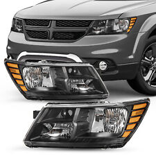 For 2009-2020 Dodge Journey Headlights Pair Black Chrome Headlamps 09-18 Lhrh