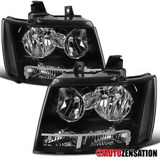 Fit 2007-2014 Chevy Avalanche Tahoe Suburban Headlights Head Lamps Black 07-14