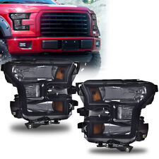 Amber Corner Smokeblack Headlights Head Lamps Fit For 2015 2016 2017 Ford F150