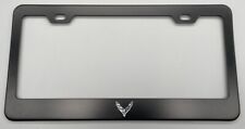 Chevy Corvette C8 Black License Plate Frame Stainless Steel With Laser Engraved