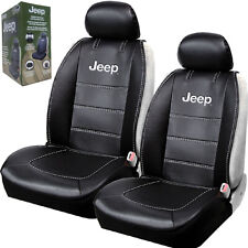 New Jeep Logo 2 Front Car Truck Black Synthetic Leather Sideless Seat Covers Set