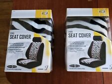 Lot Of 2 Universal Lowback Bucket Seat Covers White Zebra Design