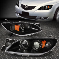 For 04-09 Mazda 3 Sedan Black Housing Amber Corner Projector Headlight Headlamp
