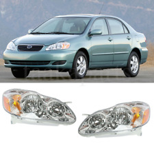 Headlights Pair For 2003-2008 Toyota Corolla Chrome Housing Lamps Left Right
