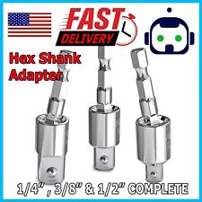 12 14 38 Hex Shank Drill Bit Wrench Socket Adapter Drive Ratchet Extension